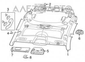 Козырек левый Jeep Cherokee KL 14-18 серый, с управлением, без крючка, под химчистку