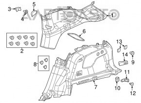 Capac spate dreapta Jeep Cherokee KL 14-18 negru, fără dopuri