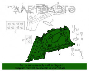 Capacul arcului drept Jeep Cherokee KL 14-18 negru sub ușa electrică.