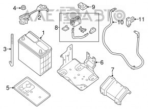 Bateria + borna pozitivă a demarorului Nissan Leaf 13-17 s-a oxidat