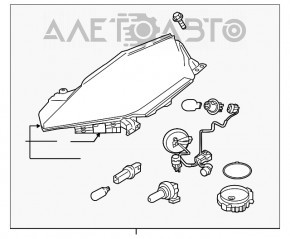 Far stânga față goală Nissan Leaf 13-17, halogen, fără suport, capac alb