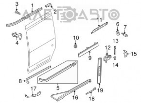 Buclele ușii cu role centrală din spate dreapta pentru Ford Transit Connect MK2 13-