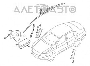 Perna de aerbag laterală stânga pentru VW CC 08-17, cartuș pirotehnic ruginit.