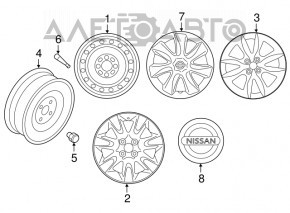 Roata de fier R15 Nissan Versa 12-19 SUA