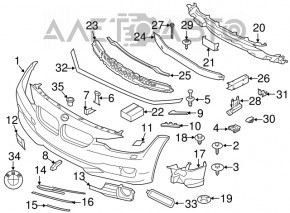 Заглушка буксир крюка переднего бампера BMW 3 F30 12-15 новый неоригинал