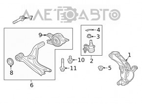 Цапфа со ступицей передняя левая Honda Civic X FC 16-21 2.0 с кожухом, ступица под замену