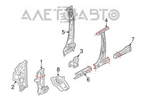 Стойка кузова передняя левая VW Passat b8 16-19 USA