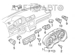 Controlul climatizării VW Passat b7 12-15 SUA manual cu încălzire, geam crăpat și șters.