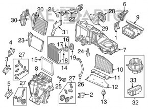 Actuatorul motorului de acționare a încălzitorului pasagerului VW Passat b8 16-19 SUA.