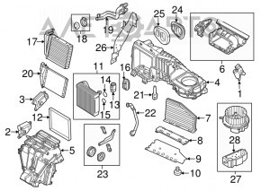 Актуатор моторчик привод печки кондиционер VW Passat b7 12-15 USA под климат, с тягой