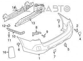 Suportul pentru bara spate stânga Subaru Outback 15-19, nou, original OEM.