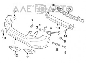 Suportul pentru bara de protecție față dreapta Subaru Forester 14-16 SJ pre-restilizare, nou, original OEM.