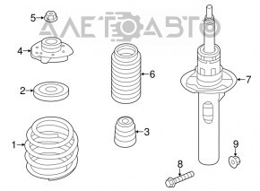 Suportul complet al amortizorului față stânga VW Jetta 11-18 USA d55mm ruginit.