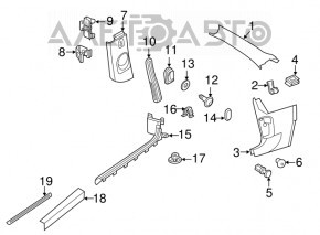 Накладка передней стойки нижняя левая VW Beetle 12-19 черн, трещина