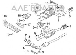 Глушитель задняя часть с бочкой VW Jetta 11-18 USA 1.8T