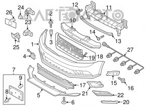 Grila bara fata lateral dreapta VW Jetta 15-18 USA sub PTF nou original OEM