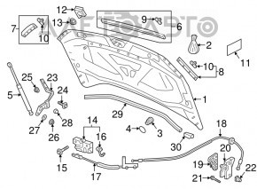 Garnitură capot stânga VW Tiguan 18- nouă OEM originală