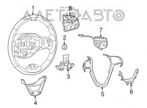 Butonul de control de pe volanul drept al Jeep Cherokee KL 14- fără radar, uzat.