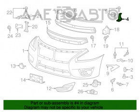 Suportul bara fata stanga metalic Nissan Altima 13-15, indoit