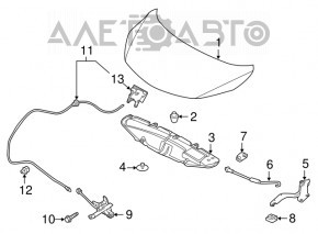 Bucla capotei stânga Nissan Versa Note 13-19