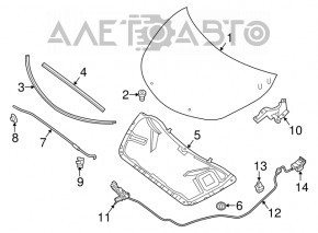 Ручки открытия бензобака и капота Nissan Versa 12-19 usa