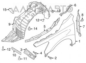 Garnitura grilei stergatoarelor dreapta Nissan Altima 13-15