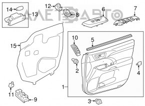 Capacul ușii, cartela din față dreapta Toyota Highlander 14-16 negru.