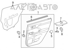 Capacul ușii, cartela din spate stânga Toyota Highlander 14-16 negru.