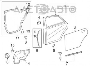 Уплотнитель двери задней левой Toyota Avalon 13-18