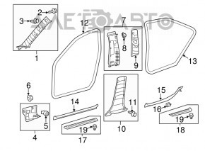 Накладка порога передняя правая внутр Toyota Avalon 13-18 черная, потёрта