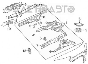 Клык лонжерона правый Jeep Cherokee KL 14-18