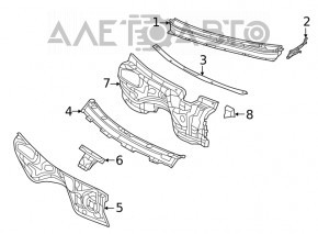 Уплотнитель решетки дворников левый Jeep Cherokee KL 14-18 OEM