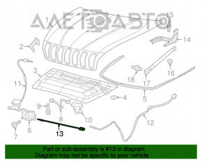 Трос открывания замка капота Jeep Cherokee KL 14-18 на замок