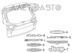 Emblema Jeep pentru portiera portbagajului Jeep Cherokee KL 14-18 crom