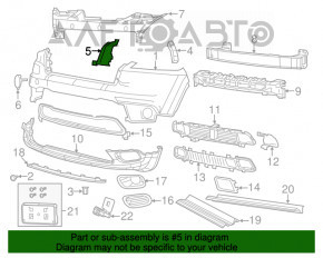 Suportul de prindere a aripioarei stângi a bara frontală Jeep Cherokee KL 14-18 este rupt.