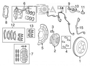 Capacul discului de frână din față dreapta pentru Jeep Grand Cherokee WK2 12-21 cu codul BR4, pentru BREMBO