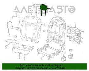 Suport pentru cap spate stânga Jeep Renegade 15- negru textil