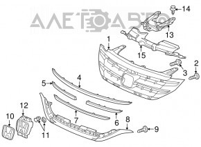 Emblema grilei radiatorului Honda CRV 12-14, complet asamblată.