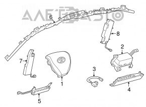 Airbag-ul de genunchi pentru pasagerul din dreapta al Toyota Camry V55 15-17 SUA, negru.