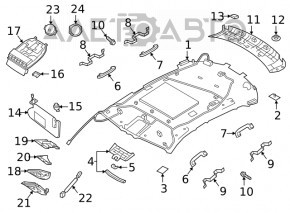 Обшивка потолка Infiniti QX50 19- под панораму, надорвана