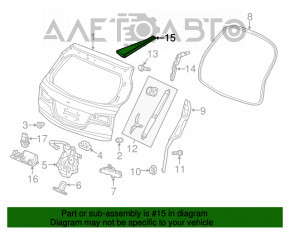 Capacul acoperișului din spate stânga pentru Acura MDX 14-20 sub balustradă.