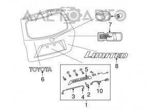 Emblema Toyota, inscripția Toyota Highlander 08-13.