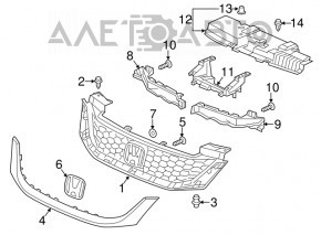 Grila radiatorului Honda HR-V 16-18 emblemă nouă OEM originală