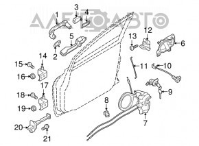 Механизм ручки двери задней правой Nissan Versa Note 13-19