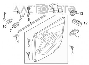 Capacul ușii, cartela din față dreapta Hyundai Santa FE Sport 13-18, maro închis cu bej