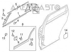 Накладка двери боковая задняя левая задняя Kia Sorento 16-20 OEM