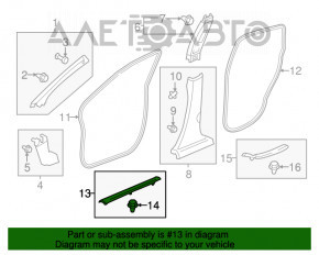 Capacul pragului din față dreapta pentru Honda CRV 17-22, negru, ușor uzat.