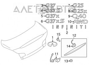 Эмблема надпись Infiniti крышки багажника Infiniti G25 G35 G37 4d 06-14