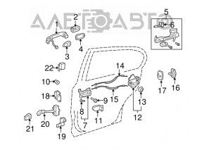 Calculatorul ușii din spate dreapta pentru Lexus GS300 GS350 GS430 GS450h 06-11 are un suport rupt și carcasă perforată.