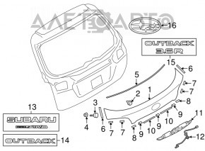 Emblema SUBARU pentru portiera portbagajului Subaru Outback 15-19